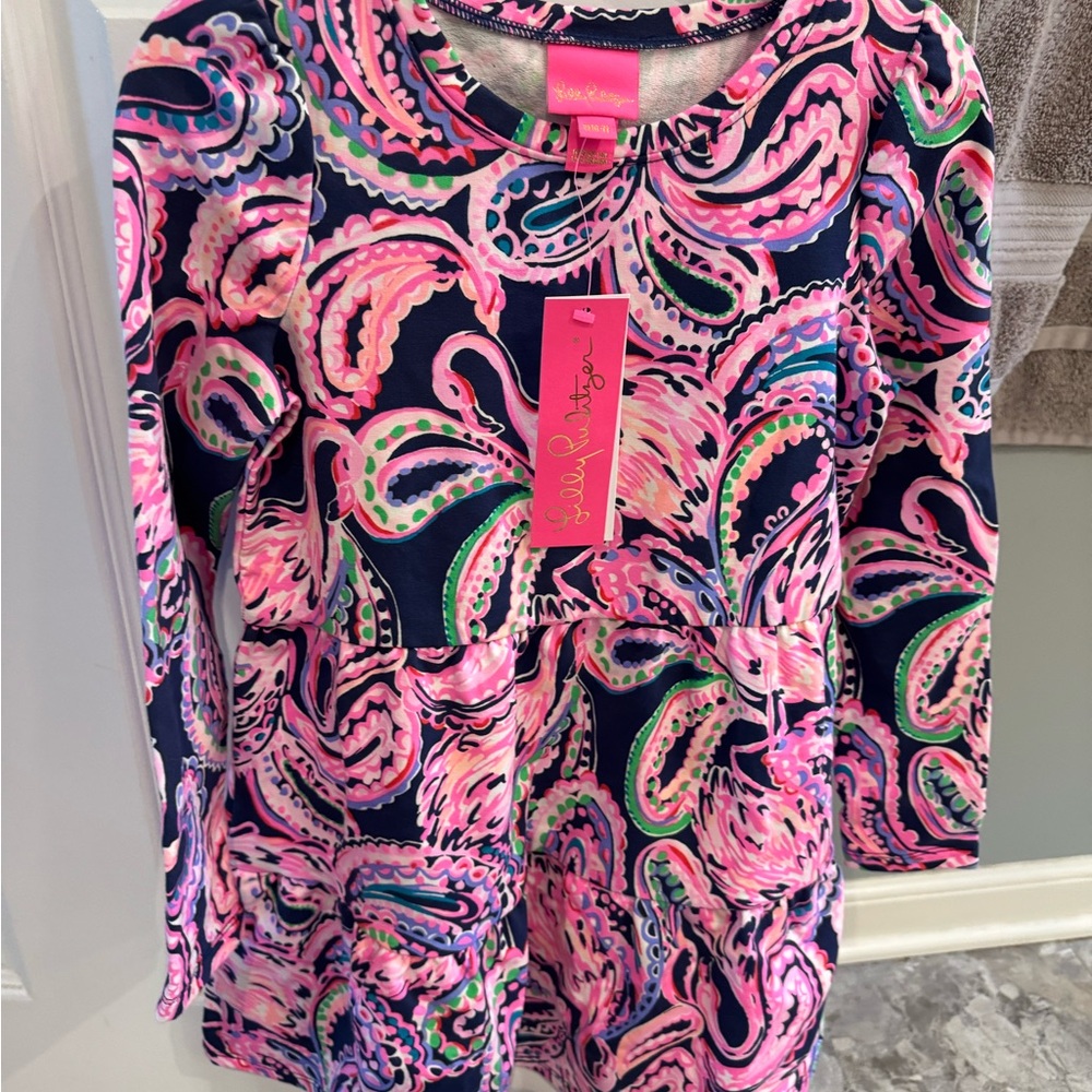 NWT Lilly Pulitzer GIRLS Pink and Blue Paisley Dress